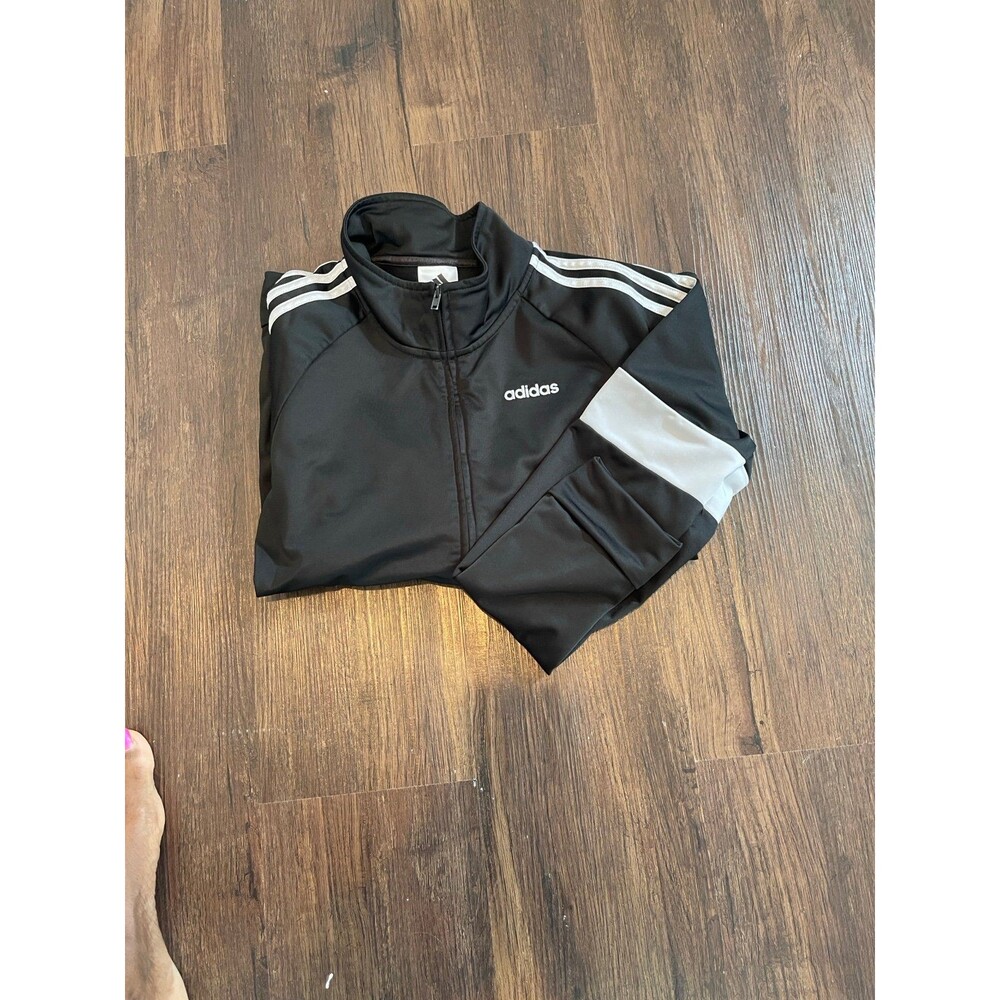Adidas Black Track Jacket with White Stripes